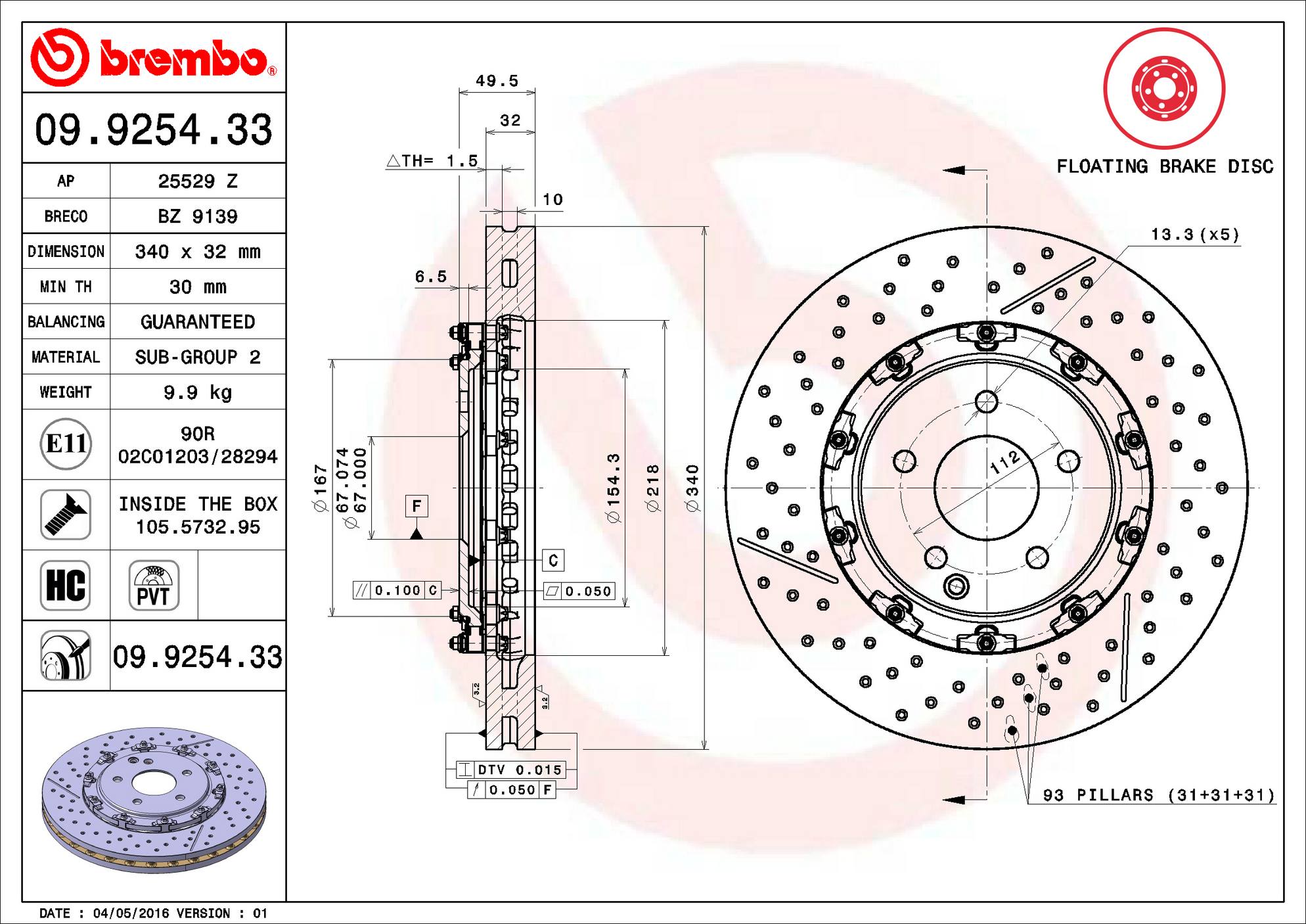 Mercedes Brembo Disc Brake Rotor - Front (340mm) 1714210112